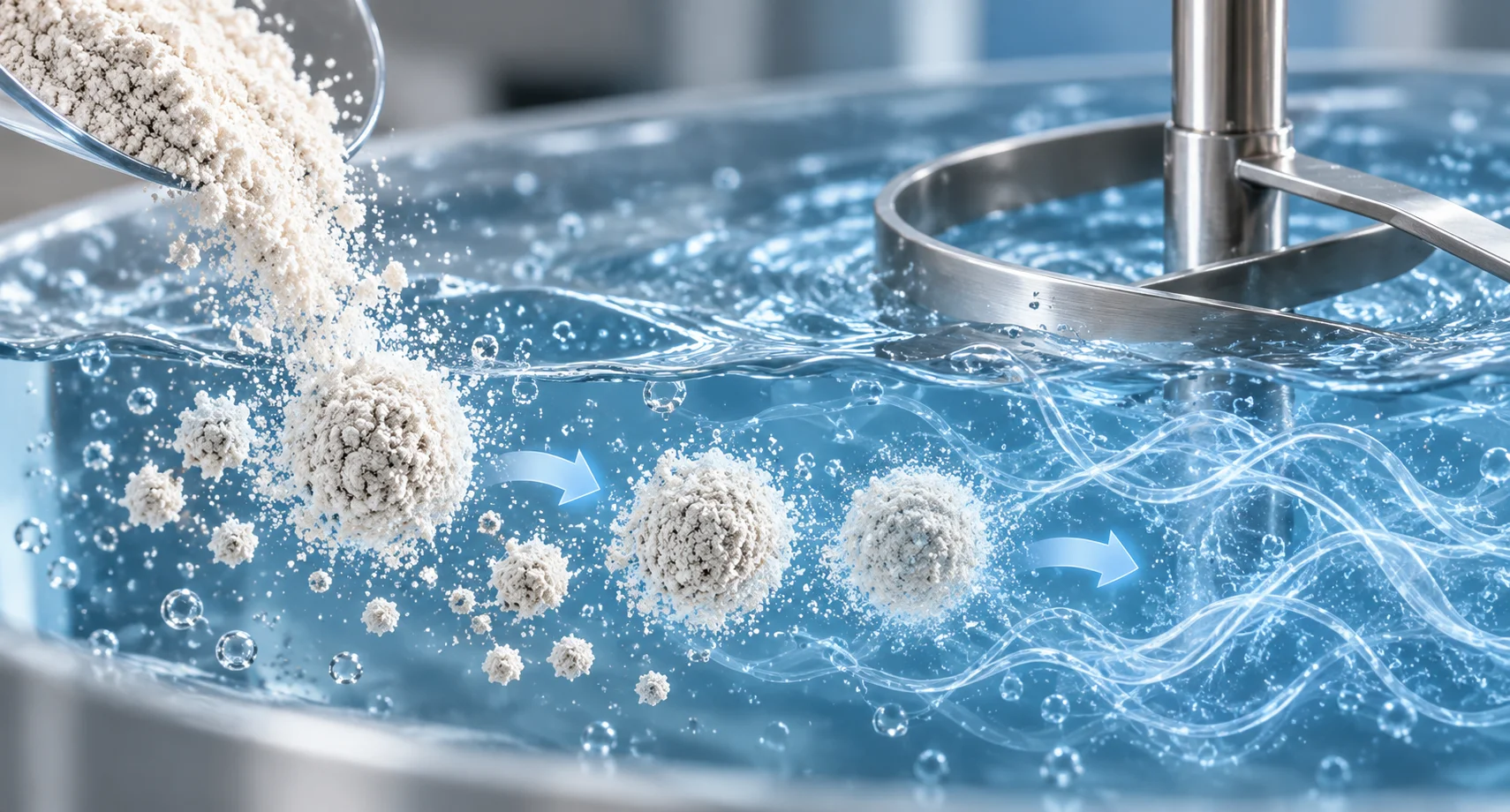 HPMC disperses and hydrates within the aqueous phase