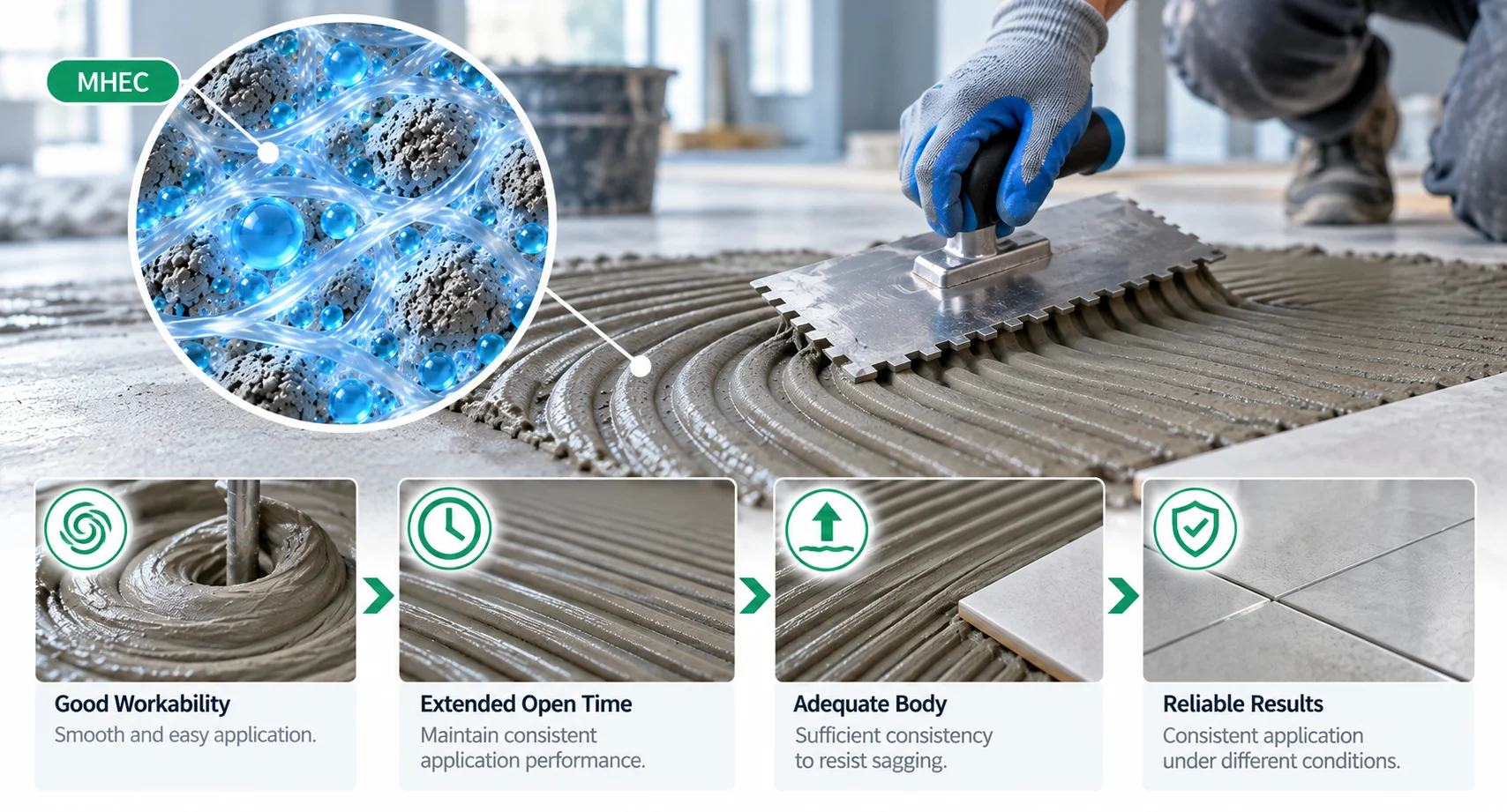 Controlled water and rheology support more consistent application.