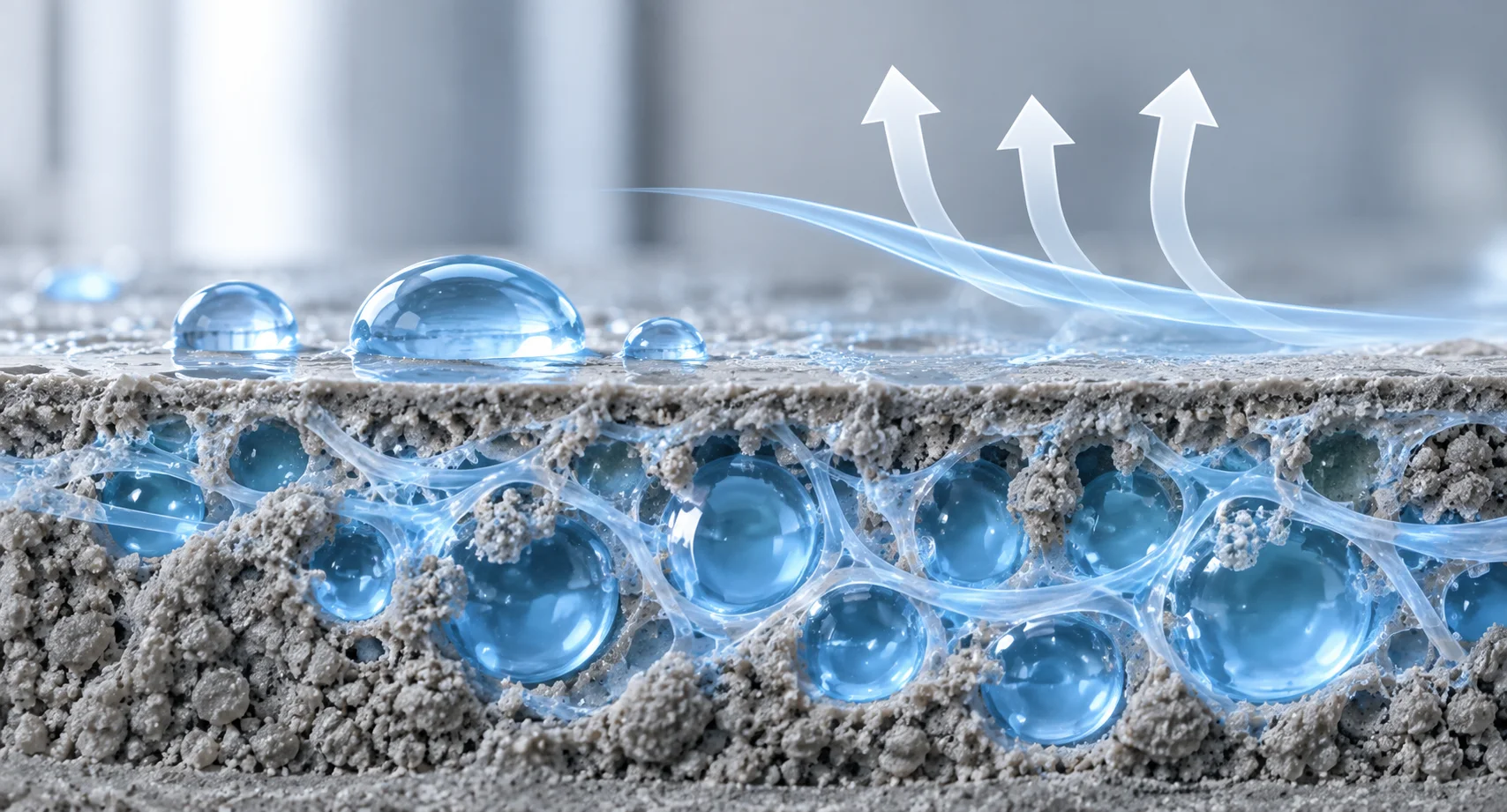 Hydrated MHEC helps control water movement within the mortar.