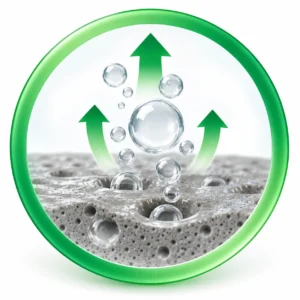 Powder defoamer icon showing controlled air release in dry-mix mortar